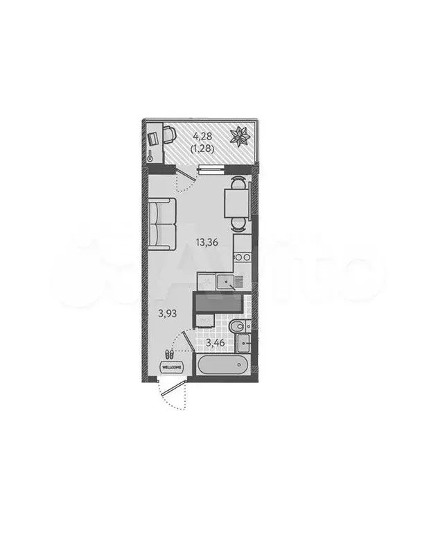Квартира-студия, 22 м, 18/18 эт. - Фото 1