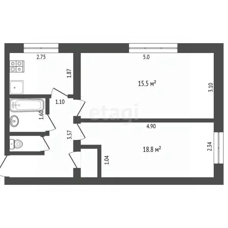 2-к кв. Московская область, Воскресенск городской округ, Хорлово пгт ... - Фото 2