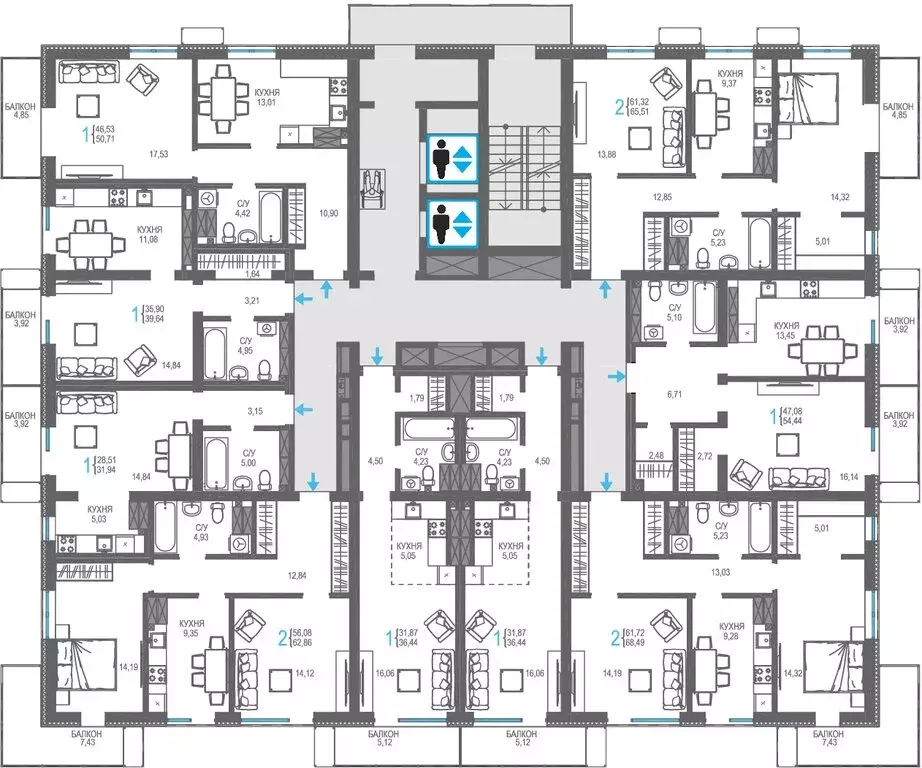 2-комнатная квартира: Ялта, Бакунинский проезд, 13 (68.49 м) - Фото 2