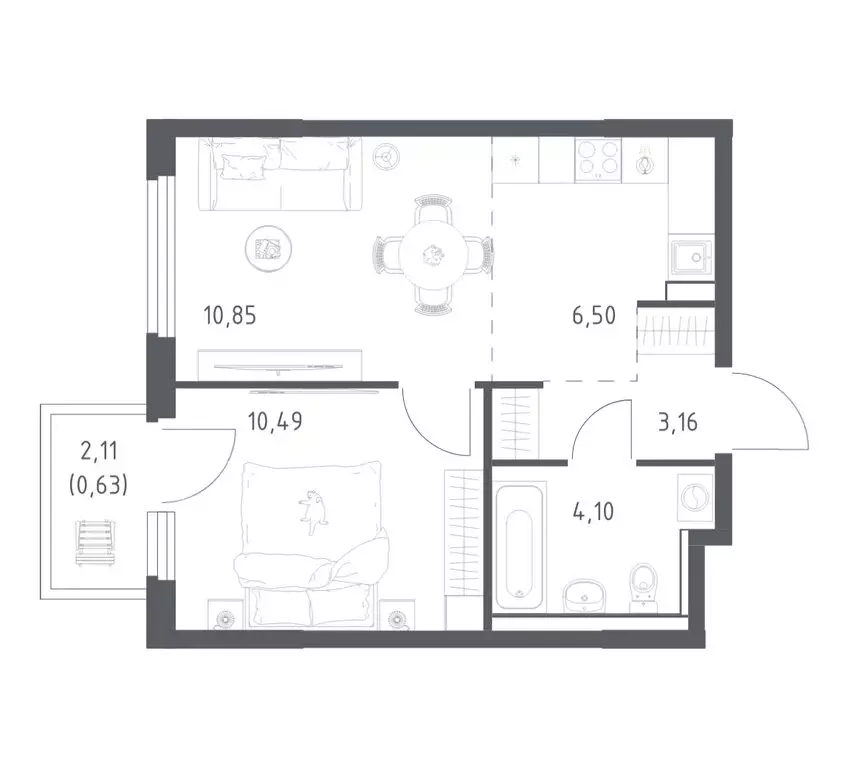 1-комнатная квартира: посёлок городского типа Мисайлово, микрорайон ... - Фото 1