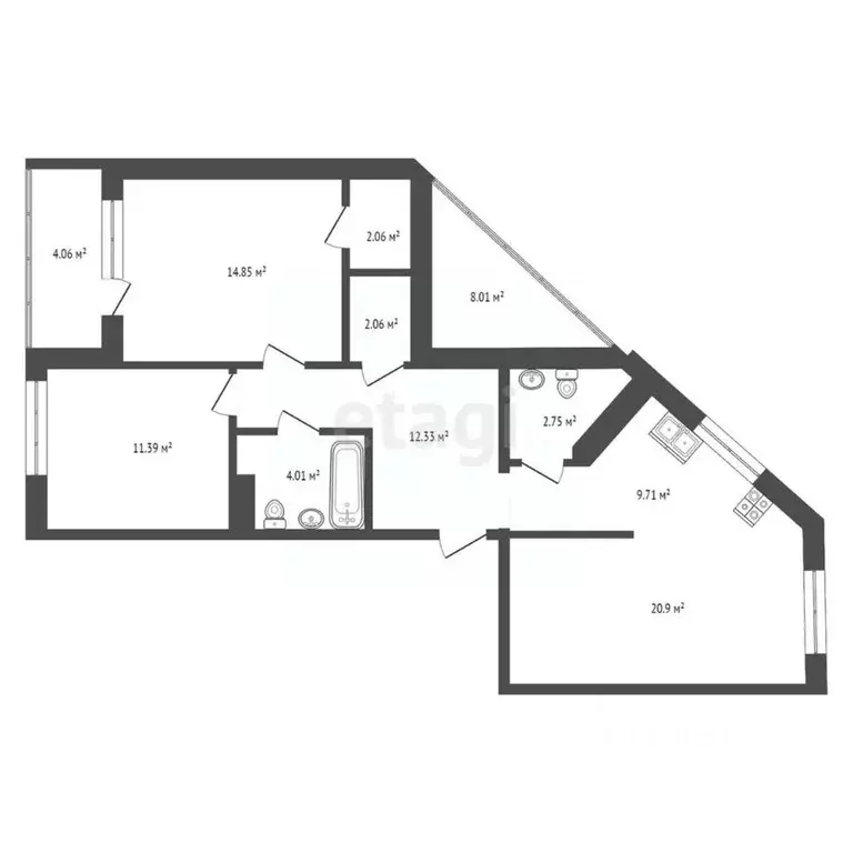 3-к кв. Ульяновская область, Ульяновск ул. Кирова, 54 (86.0 м) - Фото 1