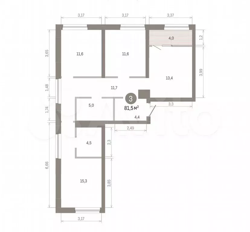3-к. квартира, 81,5 м, 4/7 эт. - Фото 1