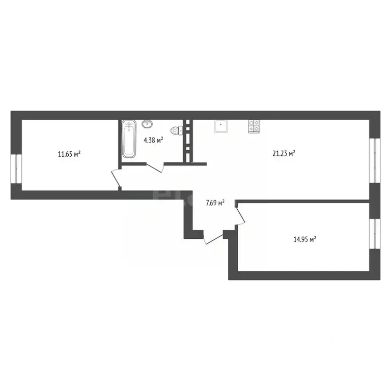 2-к кв. Тюменская область, Тюмень ул. Николая Ростовцева, 22 (59.5 м) - Фото 1