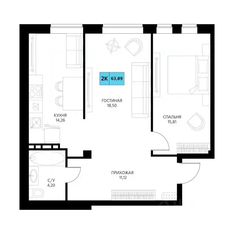 2-к кв. Дагестан, Дербент  (63.89 м) - Фото 0