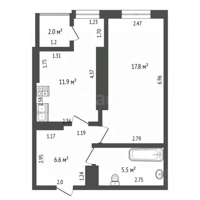 1-к кв. Севастополь просп. Античный, 26к3 (43.8 м) - Фото 1