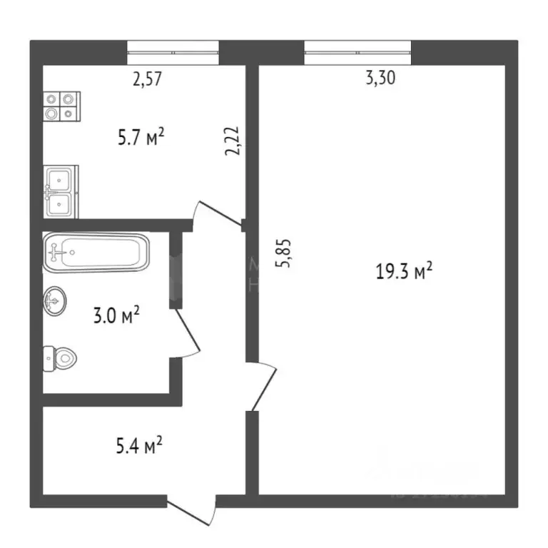 1-к кв. Тюменская область, Тюмень ул. 9 Января, 4 (33.8 м) - Фото 2