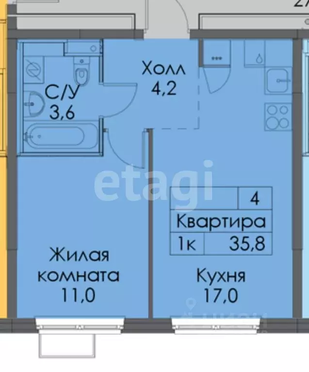 1-к кв. Татарстан, Казань ул. Асада Аббасова (35.8 м) - Фото 1
