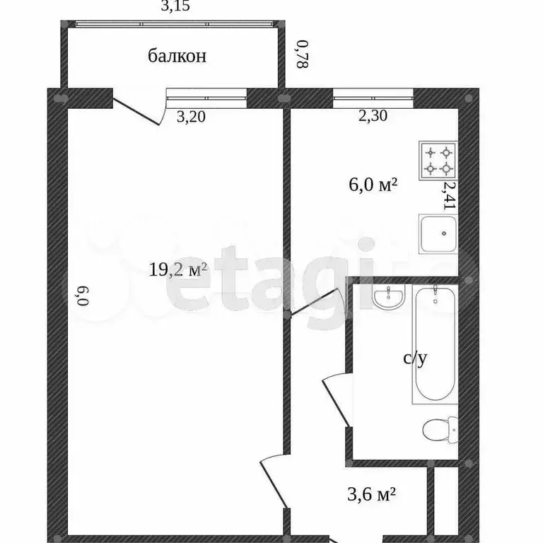 1-к. квартира, 32,4 м, 9/9 эт. - Фото 0