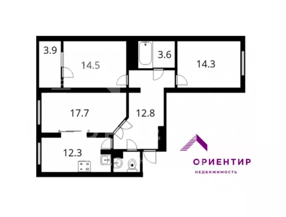 3-к кв. Свердловская область, Екатеринбург ул. Библиотечная, 45 (77.5 ... - Фото 2
