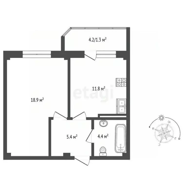 1-к кв. Ставропольский край, Ессентуки ул. Шмидта (44.7 м) - Фото 1