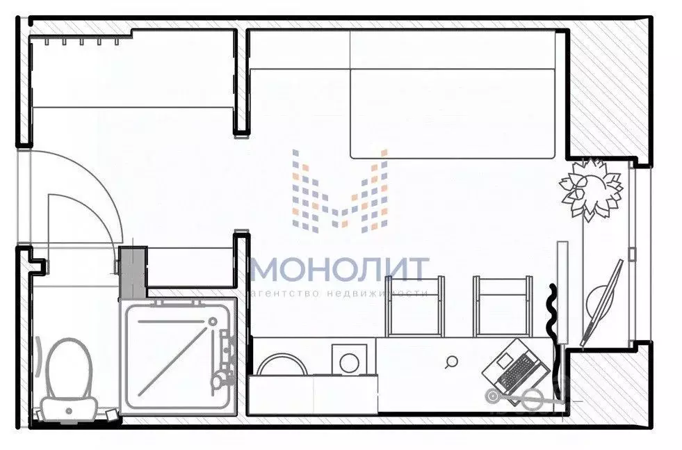 Студия Москва Гостиничная ул., 12К6 (15.4 м) - Фото 1