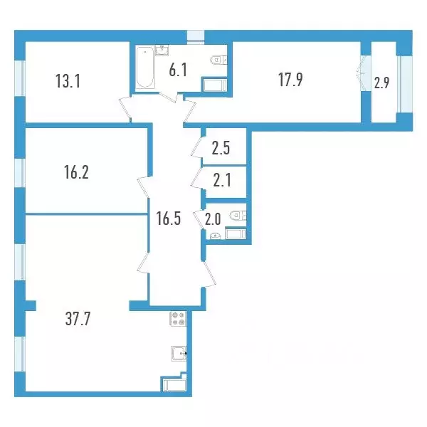 3-к кв. Санкт-Петербург ул. Типанова, 22 (115.6 м) - Фото 0