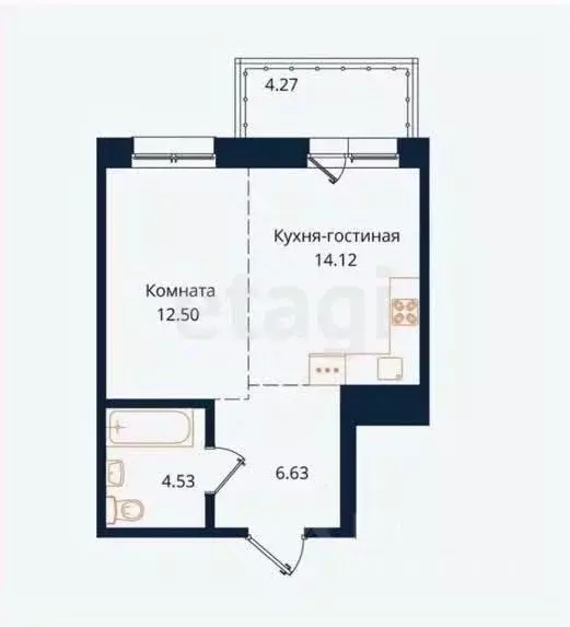 1-к кв. Иркутская область, Иркутск ул. Юрия Левитанского, 16 (42.05 м) - Фото 2