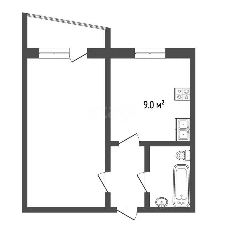 1-комнатная квартира: Щёлкино, 1-й микрорайон, 10 (33.9 м) - Фото 1