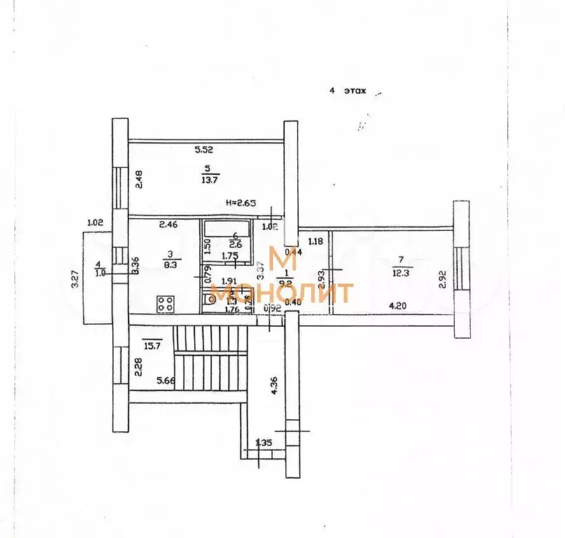 2-к. квартира, 47,4 м, 4/6 эт. - Фото 0