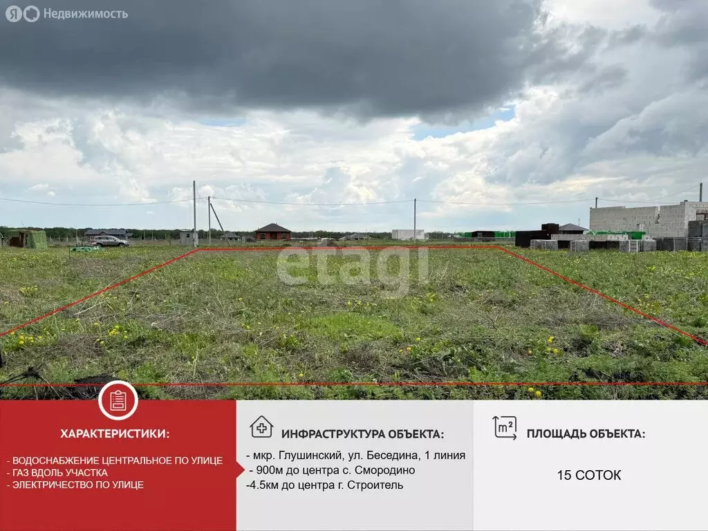 Участок в Строитель, микрорайон Глушинский (15 м) - Фото 1