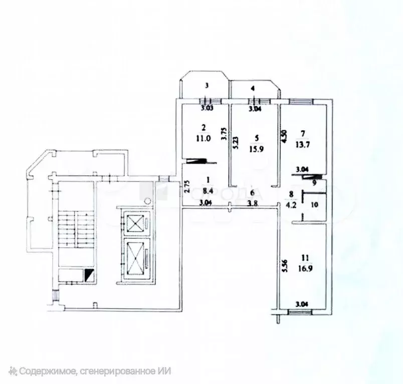 3-к. квартира, 77,7 м, 2/17 эт. - Фото 0