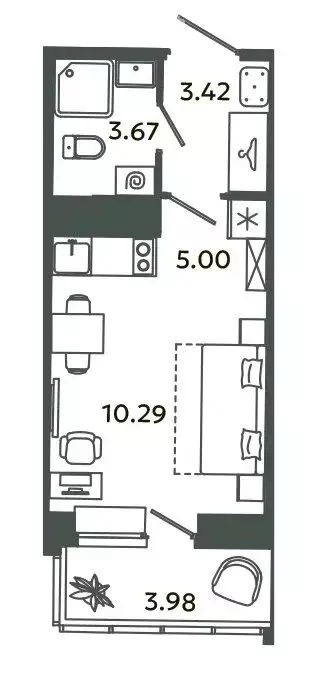 Квартира-студия: городской посёлок Новоселье, Аннинская улица, 4 ... - Фото 1