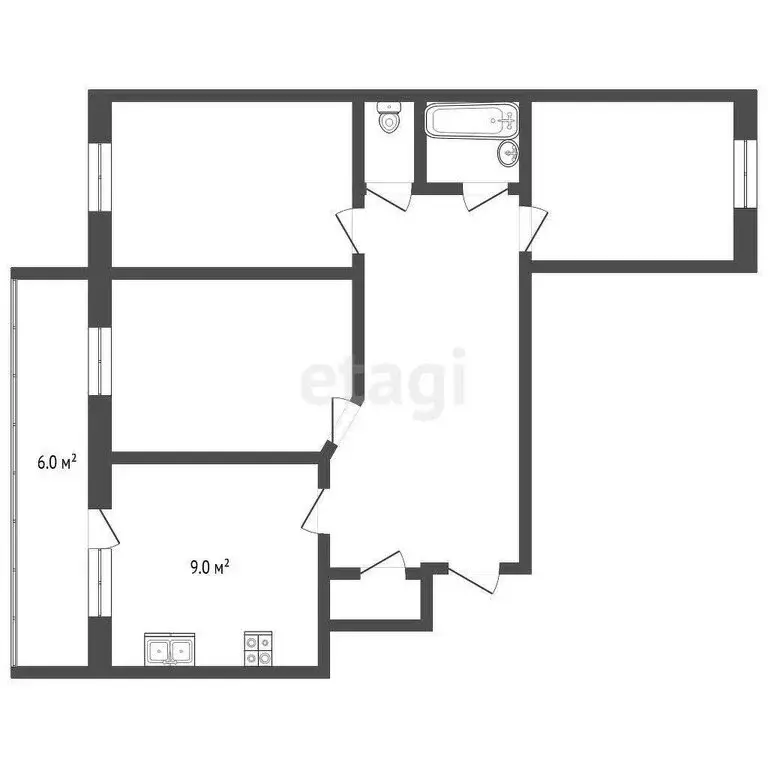 3-комнатная квартира: Набережные Челны, улица Нур Баян, 15 (73 м) - Фото 0