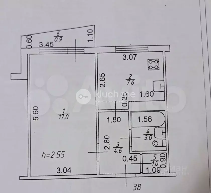 1-к кв. Татарстан, Казань ул. Мусина, 47 (33.9 м) - Фото 1