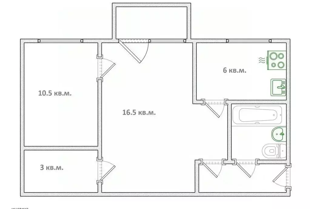 2-к кв. Омская область, Омск просп. Карла Маркса, 67 (42.8 м) - Фото 2