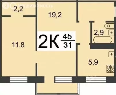 2-комнатная квартира: Нижний Новгород, улица Никиты Рыбакова, 16 (45 ... - Фото 0