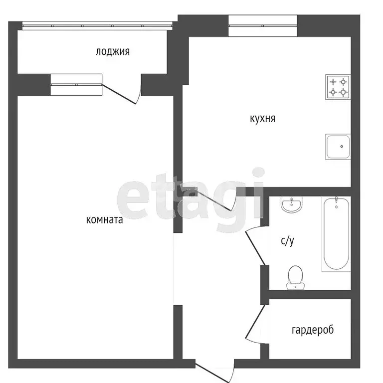 1-комнатная квартира: Курган, улица Аргентовского, 46 (32.9 м) - Фото 1