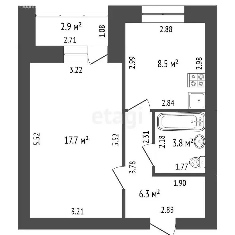 1-комнатная квартира: Стерлитамак, Крымская улица, 12 (36.3 м) - Фото 1