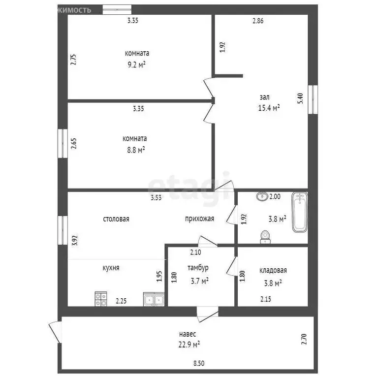 Дом в село Ярково, Южная улица (49.1 м) - Фото 1