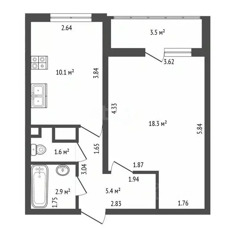 1-к кв. Ленинградская область, Мурино Всеволожский район, ул. ... - Фото 1