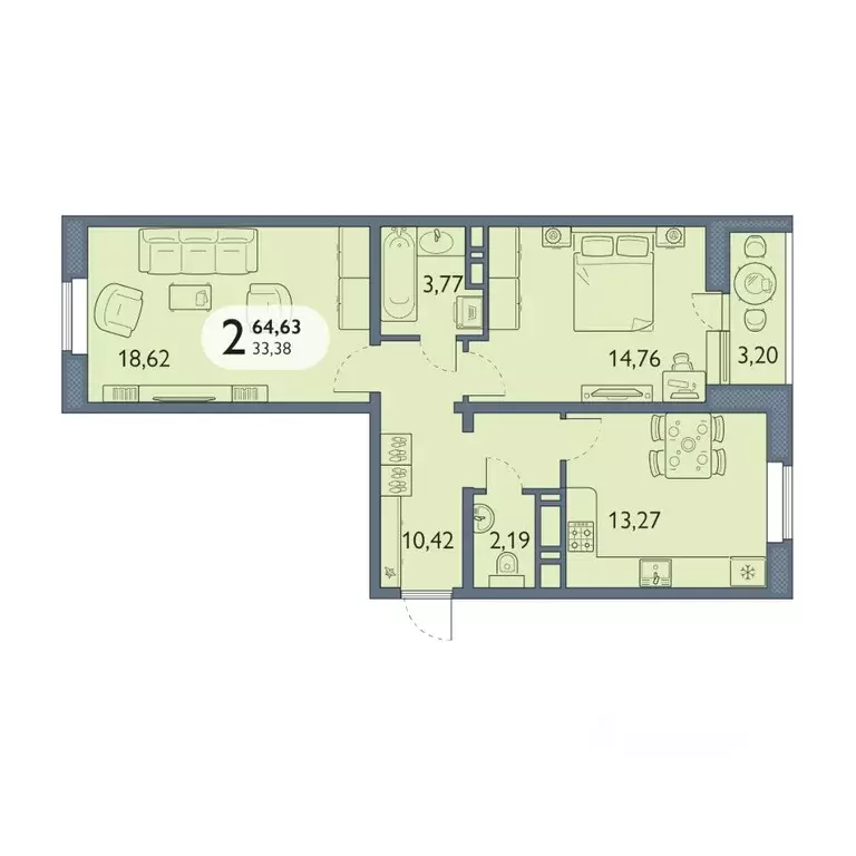 2-к кв. Брянская область, Брянск просп. Станке Димитрова, 67к7 (64.63 ... - Фото 1