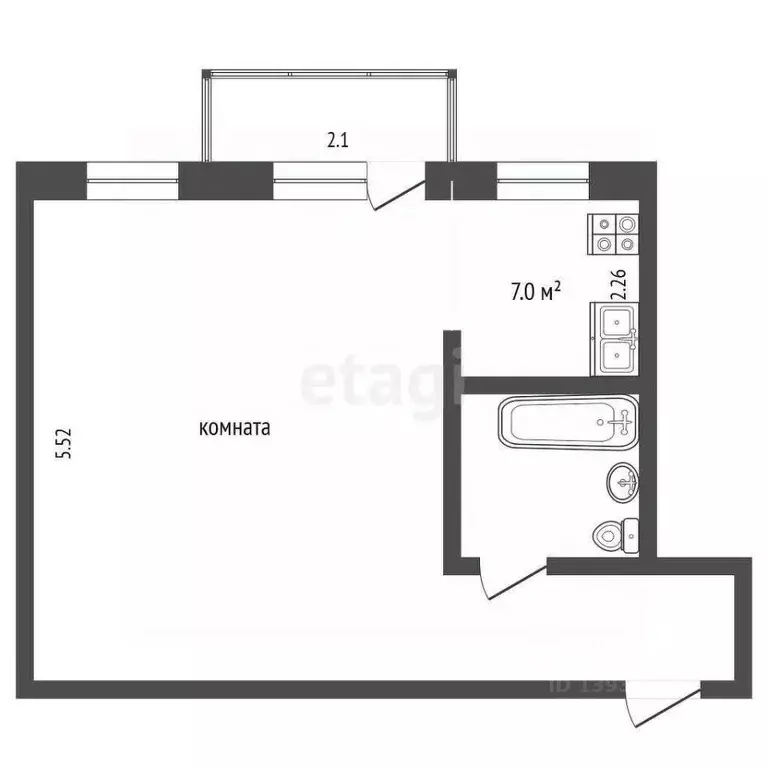 Студия Тюменская область, Тюмень Киевская ул., 58 (43.8 м) - Фото 1