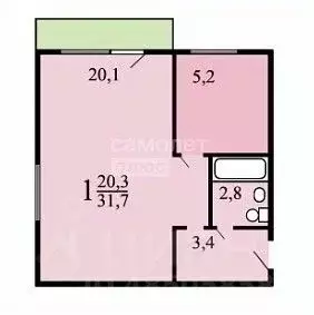 1-к кв. Москва Ташкентская ул., 16К2 (32.1 м) - Фото 2