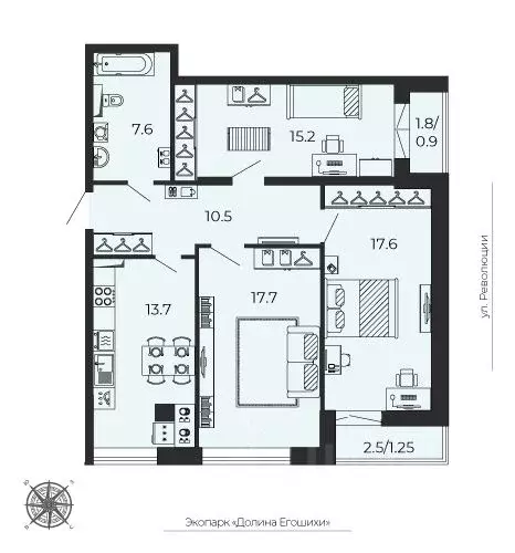 3-к кв. Пермский край, Пермь ул. Революции, 2А (84.55 м) - Фото 0