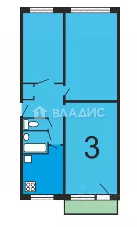 3-к кв. Новосибирская область, Новосибирск ул. Доватора, 19/1 (57.2 м) - Фото 1