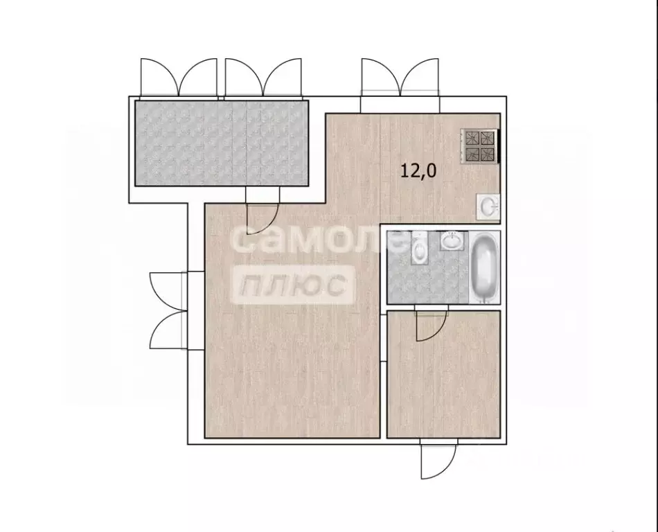 Студия Тюменская область, Тюмень Дамбовская ул., 27к1 (33.9 м) - Фото 1