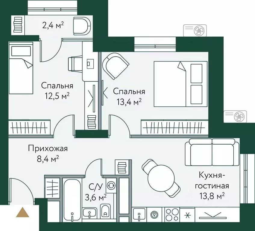 2-к кв. Волгоградская область, Волгоград Новосибирская ул., 74с1 (54.1 ... - Фото 0