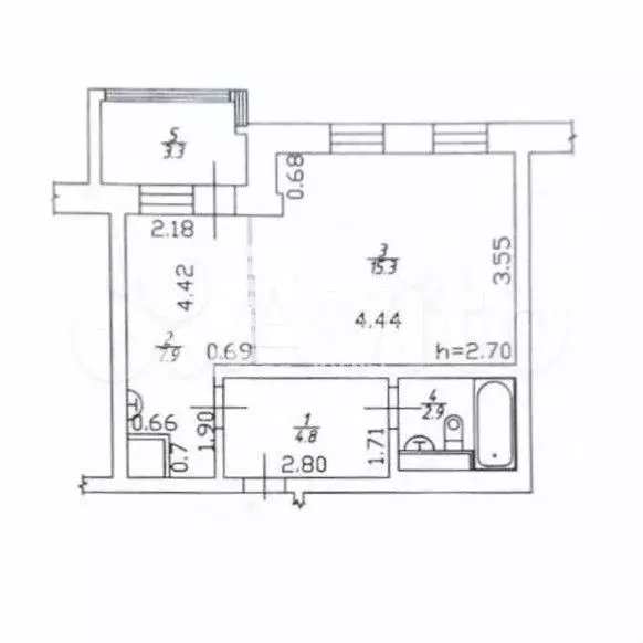 Квартира-студия, 30,9 м, 5/6 эт. - Фото 0