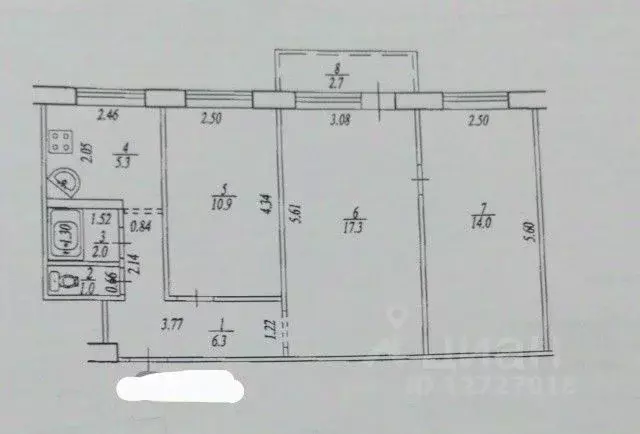 3-к кв. Башкортостан, Уфа ул. Богдана Хмельницкого, 52/1 (56.8 м) - Фото 2