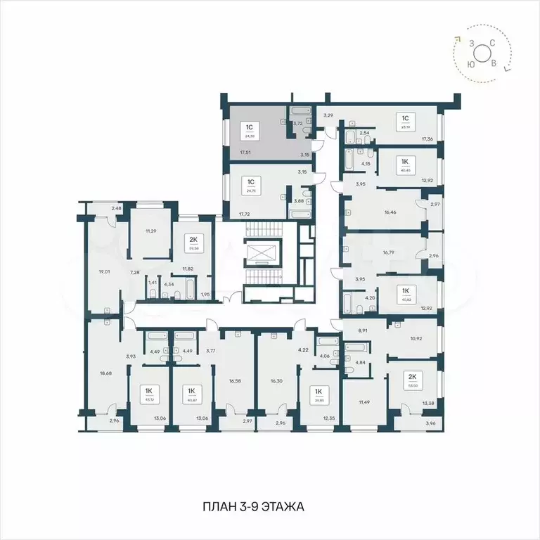 Квартира-студия, 24,4 м, 9/9 эт. - Фото 1