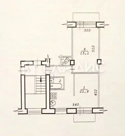 2-к кв. Новосибирская область, Новосибирск просп. Димитрова, 6 (46.0 ... - Фото 1