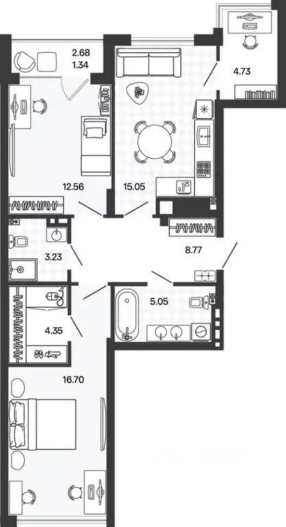 2-к кв. Калининградская область, Гурьевский муниципальный округ, пос. ... - Фото 1
