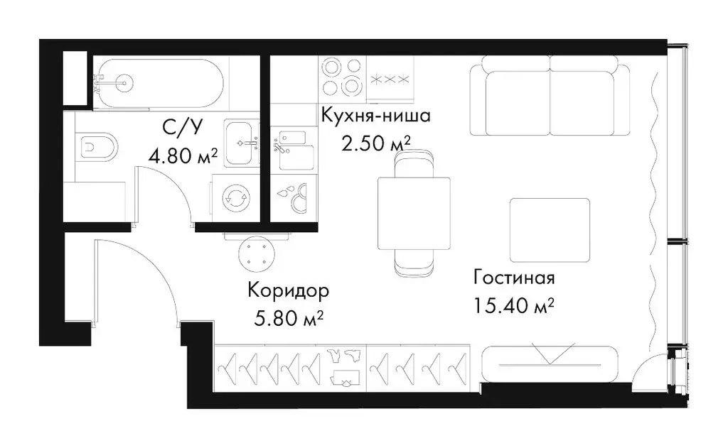 Квартира-студия: Москва, 3-я улица Ямского Поля (28.5 м) - Фото 1