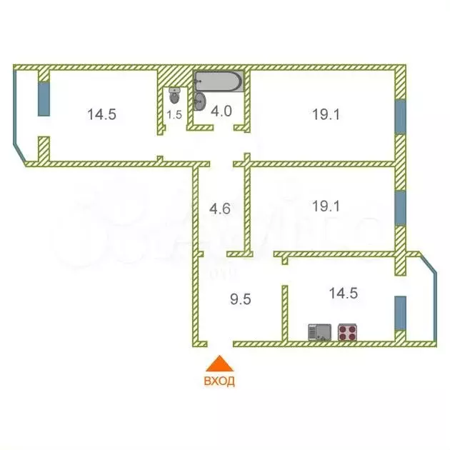 3-к. квартира, 90 м, 13/14 эт. - Фото 0