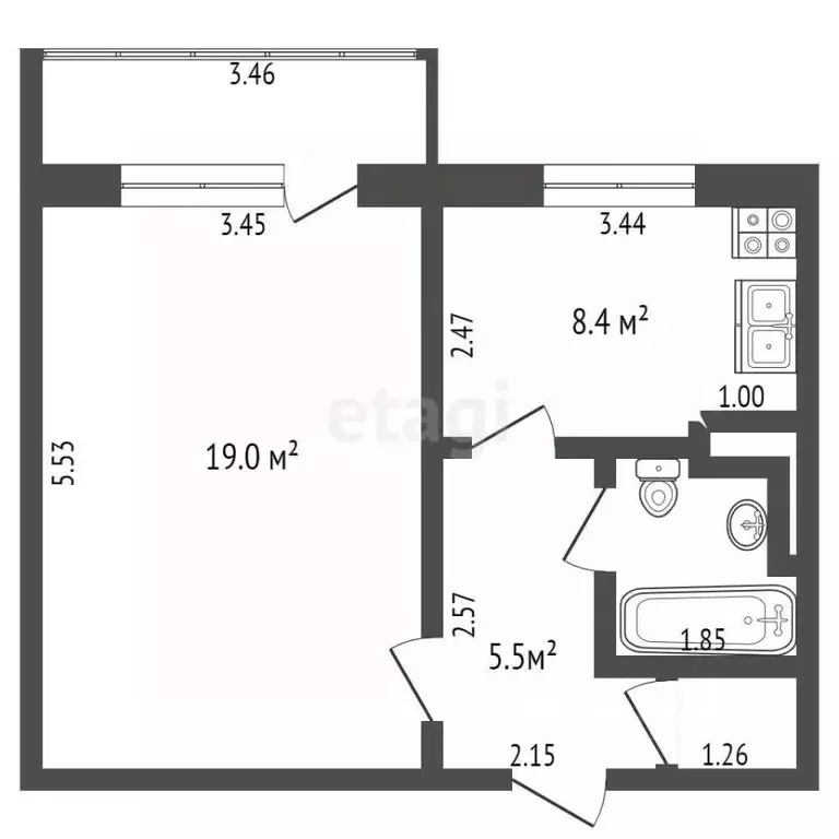 1-к кв. Калининградская область, Багратионовск Пограничная ул., 98 ... - Фото 2