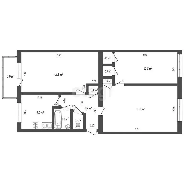 3-комнатная квартира: Самара, Днепровский проезд, 3 (63.1 м) - Фото 0