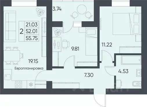 2-к кв. Саратовская область, Татищево рп  (55.75 м) - Фото 0