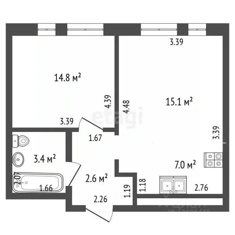 2-к кв. Московская область, Химки Совхозная ул., 17к2 (44.8 м) - Фото 2