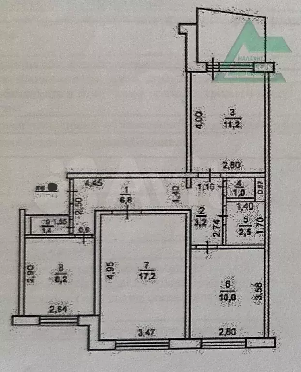 3-к. квартира, 61,4 м, 8/9 эт. - Фото 0