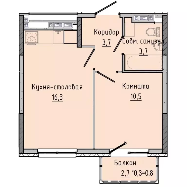 1-к кв. Удмуртия, Ижевск Камбарская ул., 94к2 (34.88 м) - Фото 0